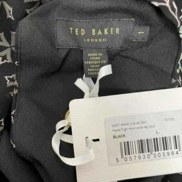 Ted Baker Marcila Hazel High Neck Wide Leg Floral Print Jumpsuit Black US 2 - Picture 8 of 13